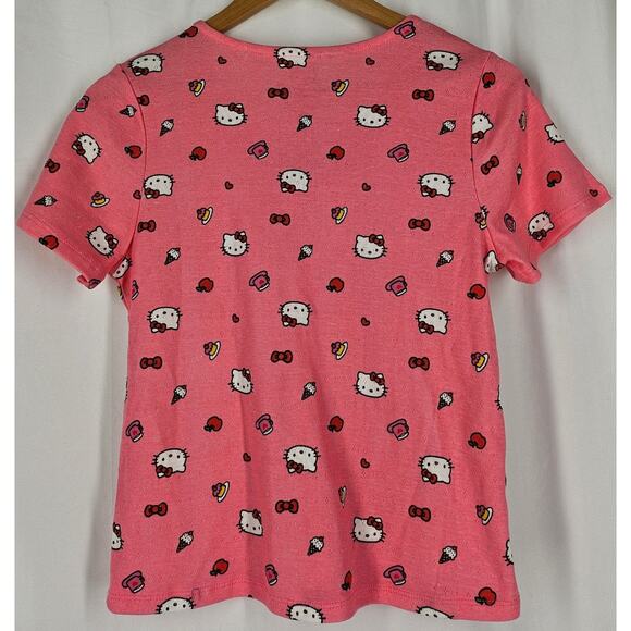 HELLO KITTY BY SANRIO WOMEN'S V-NECK T-SHIRT TOP SIZE LARGE - Picture 2 of 6